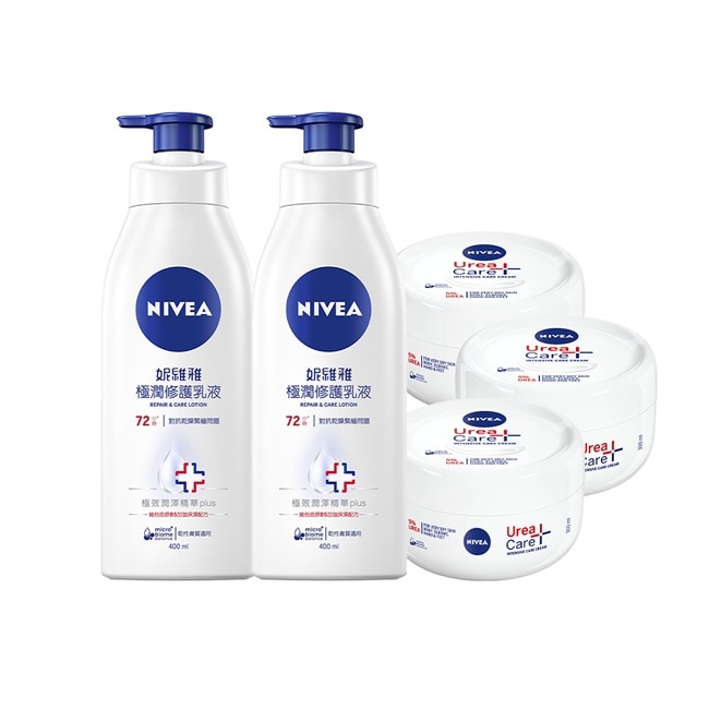 Nivea 妮維雅 妮維雅安心舒緩水潤霜300ml*3+妮維雅極潤修護潤膚乳液400ml*2