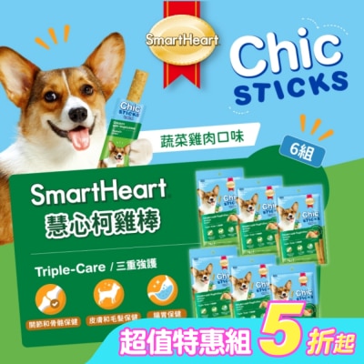 Smartheart慧心 - 慧心柯雞棒 - 蔬菜雞肉口味 15G (4入袋裝)*6組
