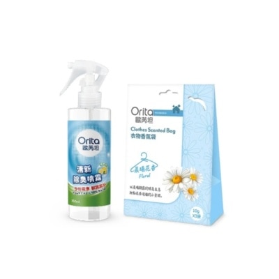 Orita歐芮坦 歐芮坦晨曦花香衣物香氛組(晨曦花香衣物香氛袋*1+清新除臭噴霧*1)