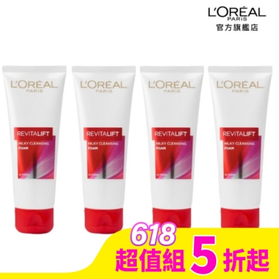 L`OREAL PARIS 巴黎萊雅 巴黎萊雅活力緊緻洗面乳囤貨組 (活力緊緻抗皺洗面乳100ml*4)