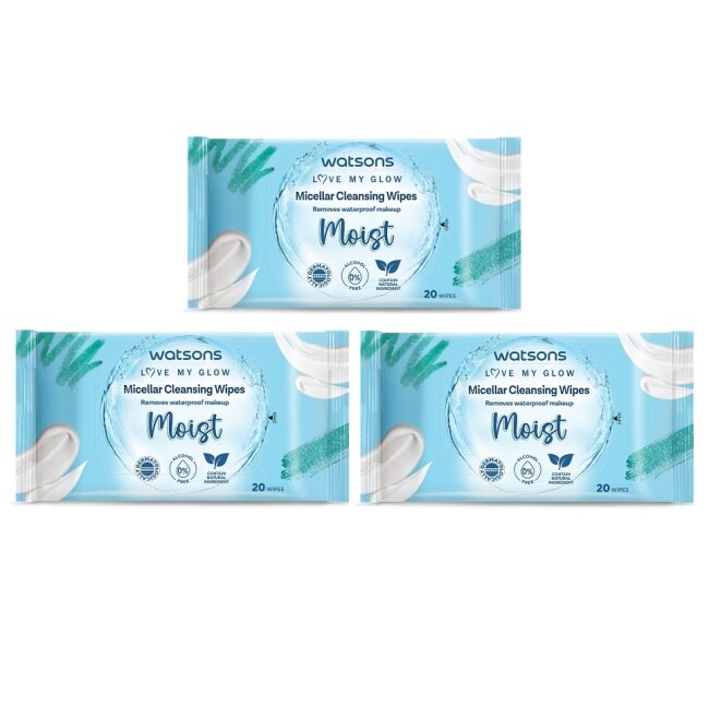 屈臣氏 MICELLAR WATER保濕卸妝潔膚棉 20入(AW2023)*3