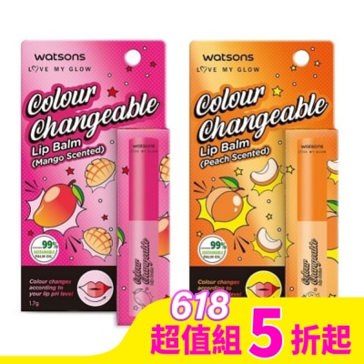 Watsons 屈臣氏 屈臣氏變色潤唇膏1.7g (AW2023)*2(芒果+水蜜桃)