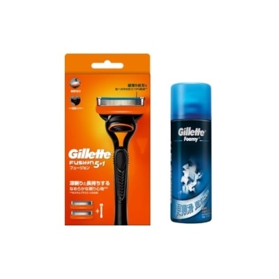 GILLETTE 吉列Fusion鋒隱系列刮鬍刀 (1刀架2刀頭)*1 + 吉列薄荷鬍泡210g*1