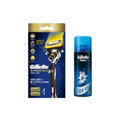 GILLETTE 吉列Proshield鋒護系列刮鬍刀 (1刀架2刀頭)*1 + 吉列薄荷鬍泡*1