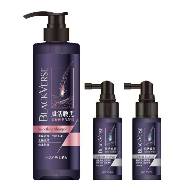 BlackVerse賦活喚黑柔順健髮洗髮精530ml*1+賦活喚黑逆齡胜肽養髮液50ml*2