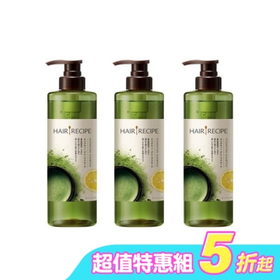 HAIRRECIPE - Hair Recipe 日本髮的食譜/髮的料理綠茶柚子淨油保濕水感洗髮露 530ml *3