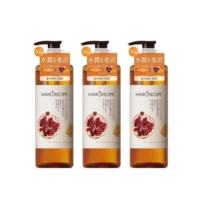 HAIRRECIPE 日本髮的食譜/髮的料理蜂蜜石榴水潤亮澤洗髮露530ML*3