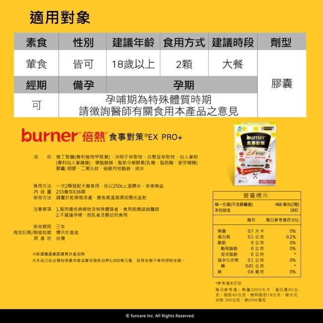 burner倍熱食事對策EX PRO+36入*2