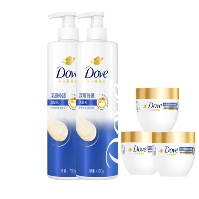 DOVE 多芬 多芬深層修護洗髮乳700g*2+多芬胺基酸防斷修護髮膜260g*3