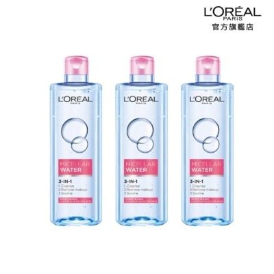 L`OREAL PARIS 巴黎萊雅 巴黎萊雅三合一卸妝潔顏水_保濕型*3 (400ml*3)