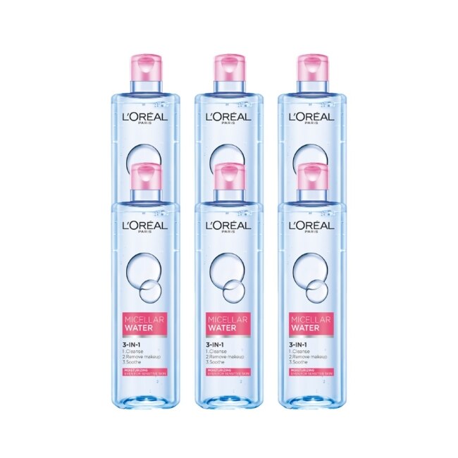 巴黎萊雅三合一卸妝潔顏水_保濕型400ml*6