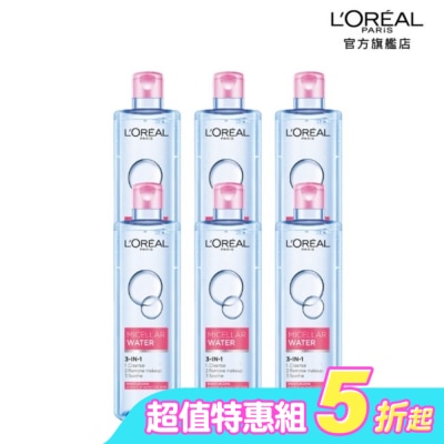 L`OREAL PARIS 巴黎萊雅 - 巴黎萊雅三合一卸妝潔顏水_保濕型400ml*6