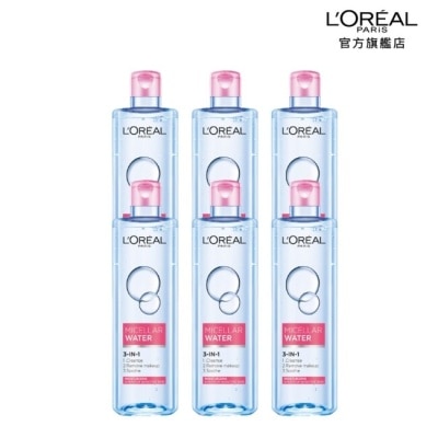 L`OREAL PARIS 巴黎萊雅 巴黎萊雅三合一卸妝潔顏水_保濕型400ml*6