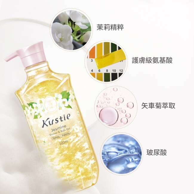 【Kustie蔻斯汀】茉莉花瓣沐浴露500ml+櫻花花瓣沐浴露 500ml