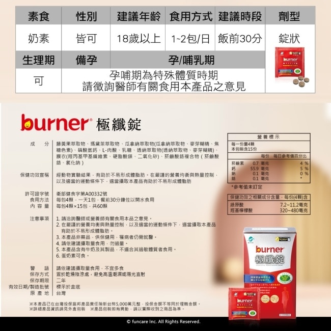 船井burner倍熱極纖錠60顆X3盒組
