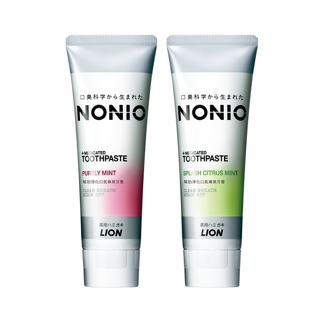 Lion 日本獅王nonio牙膏-澄橘薄荷130g*1+日本獅王nonio牙膏-甜梨玫瑰130g*1