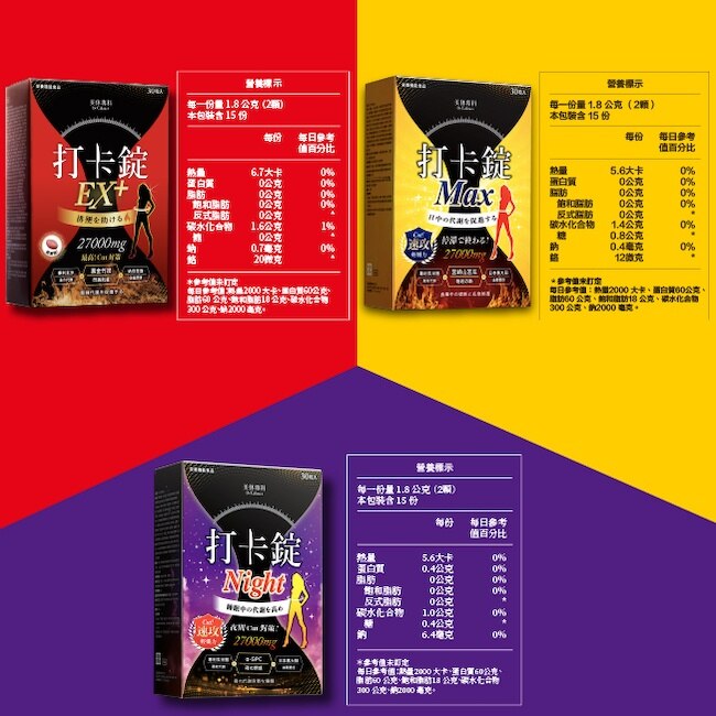 美体專科全方位代謝組 (打卡錠EX+*1+打卡錠Max*1+打卡錠Night*1)