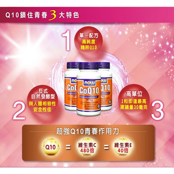 NOW健而婷 精純CoQ10膠囊食品(60顆/瓶)